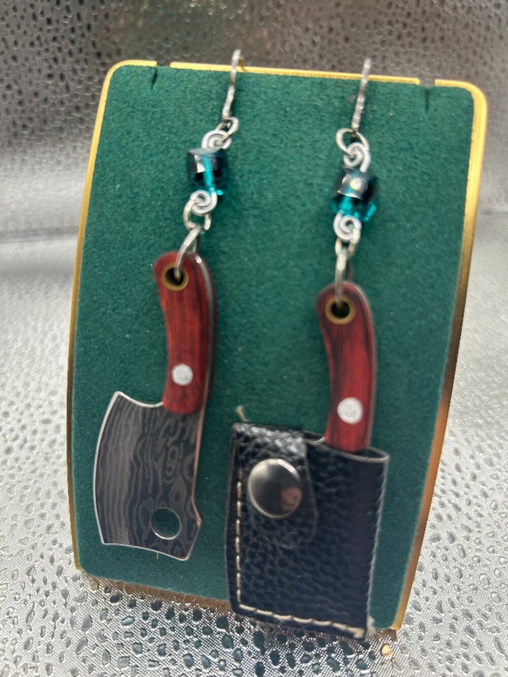 Witch B*tch Damascus Butcher Knife Earrings